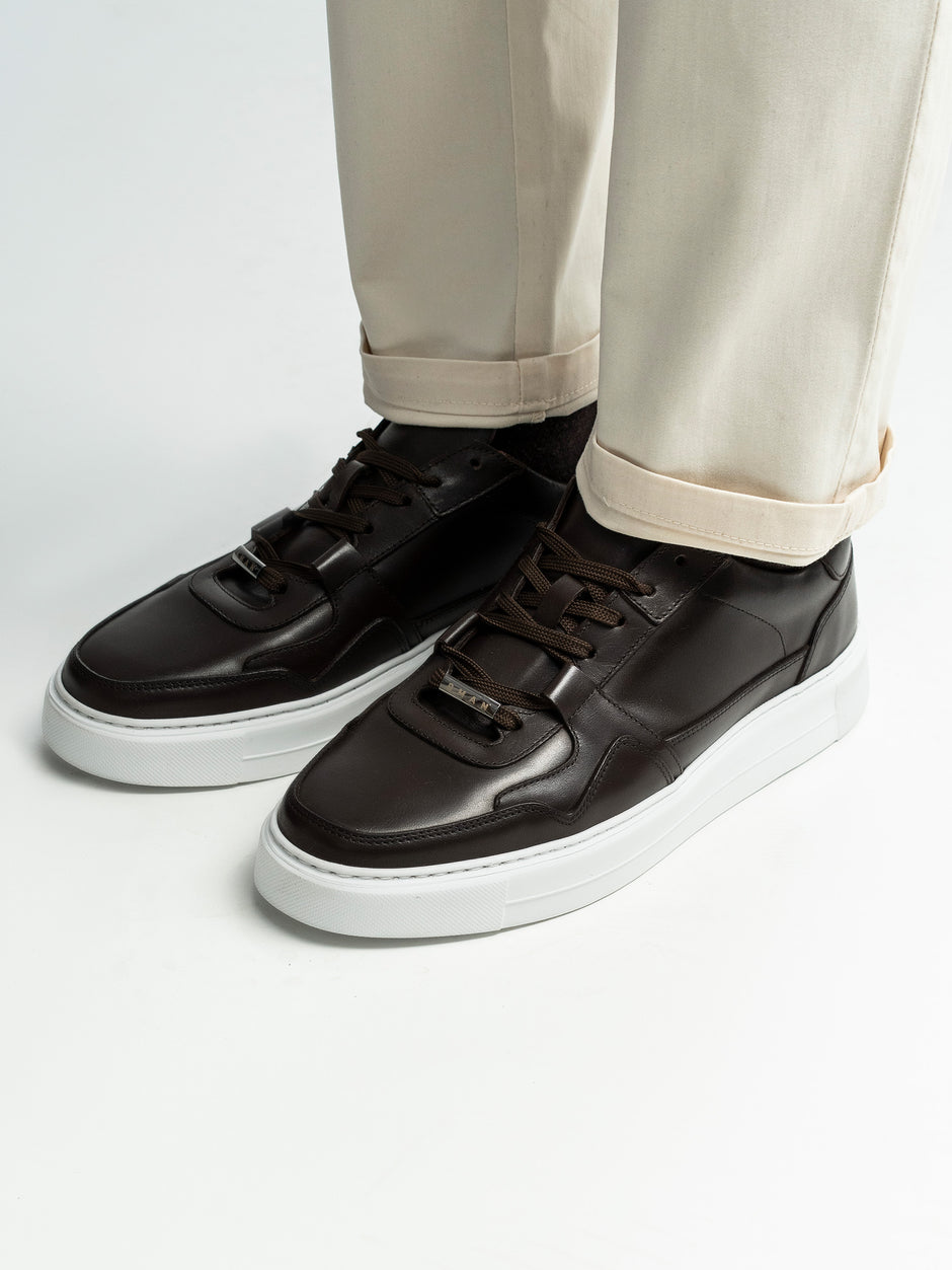 Pantofi Casual Barbati Sneakers Maro Inchis Din 100% Piele Naturala BMan0353 (9)