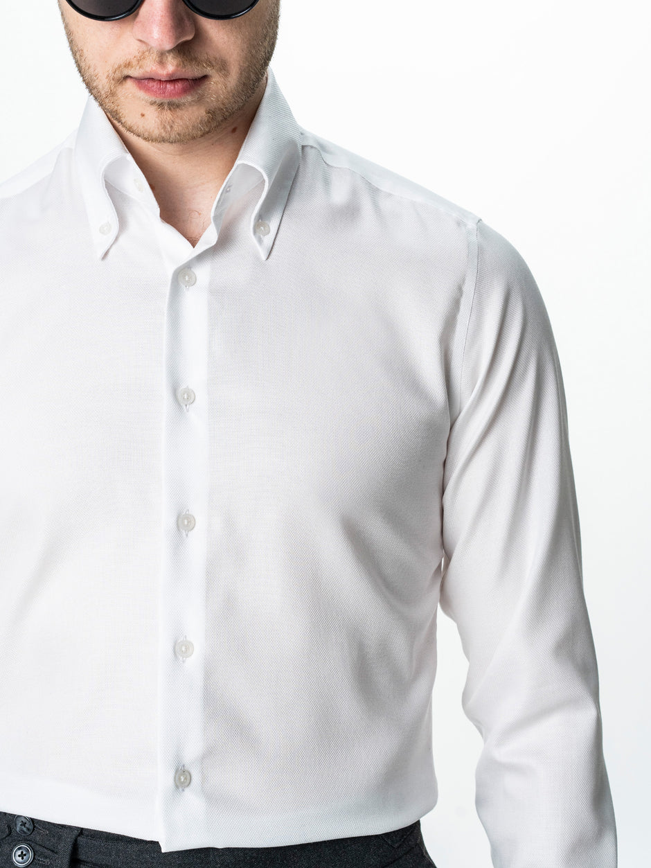 Camasa Barbati Alba 100% Bumbac No Iron Royal Oxford BMan0058 (5)