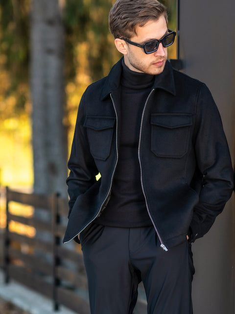 Tinuta Barbati Smart Casual & Office All Black Toamna & Iarna Zatero BMan0932 (5)