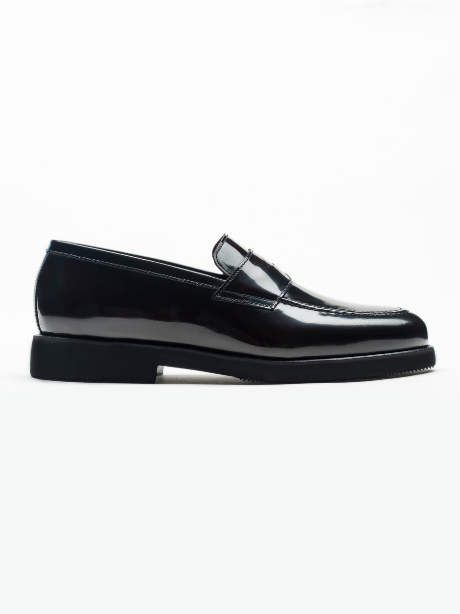 Mocasini Negru Semilucios Barbati Din Piele Naturala Formal Loafers Bman222 (5)