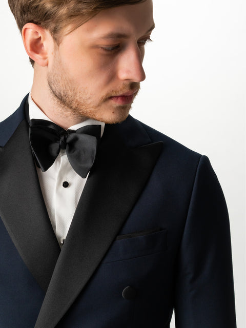 Costum Mire Bleumarin Tip Smoking Ceremonie La Două Randuri BMan0010 (10)