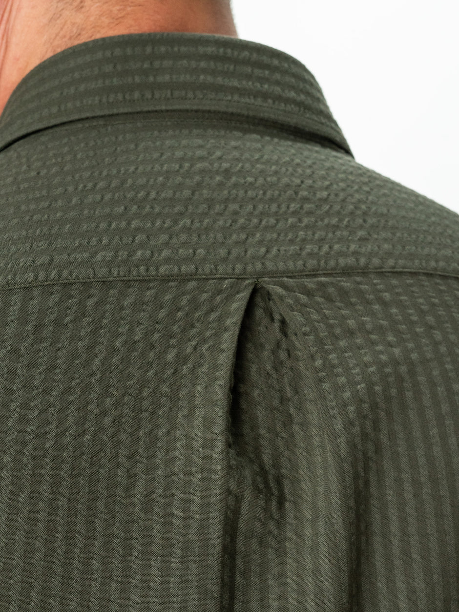 Camasa Bărbați Verde Kaki De Vara Din Bumbac Tip Gofre BMan0050 (5)