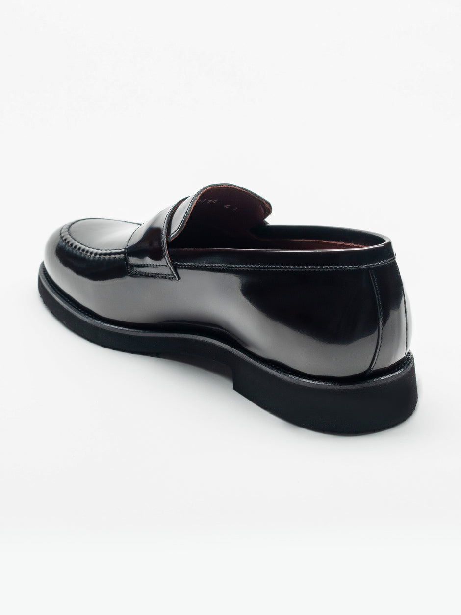 Mocasini Negru Semilucios Barbati Din Piele Naturala Formal Loafers Bman222 (6)