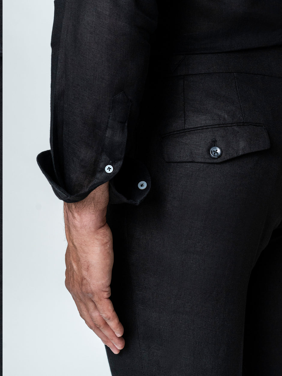 Pantaloni Negri Cu Pense Barbati Gurkha In Natural Vitale Barberis BMan0013 (7)