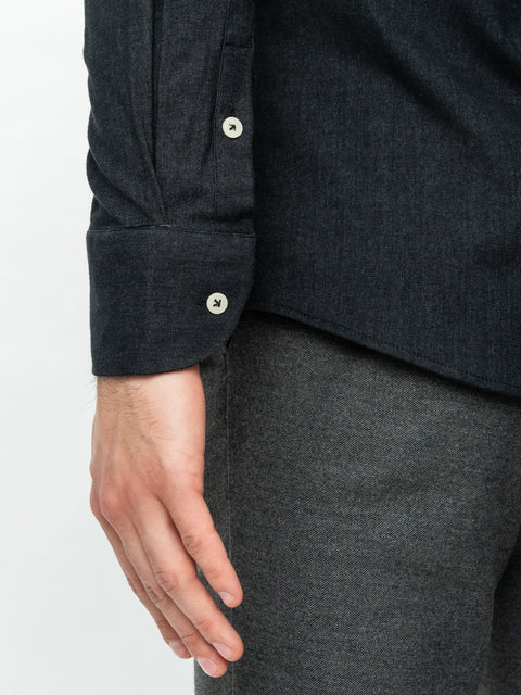 Camasa Bărbați Office & Smart Casual Neagra Din Bumbac Natural Tip Flanel BMan0037 (5)