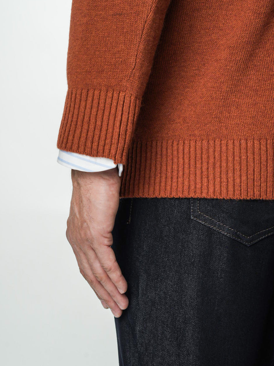 Pulover Caramiziu Barbati 100% Lana Lambswool Cu Fermoar BMan0027 (4)