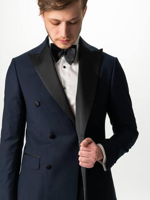 Costum Mire Bleumarin Tip Smoking Ceremonie La Două Randuri BMan0010 (3)