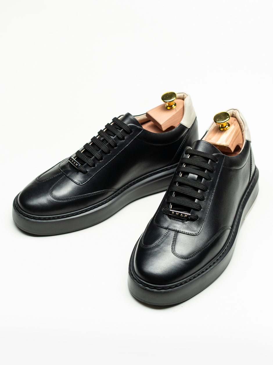 Pantofi Casual Barbati Sneakers Negri 100% Piele Naturala BMan0397 (9)