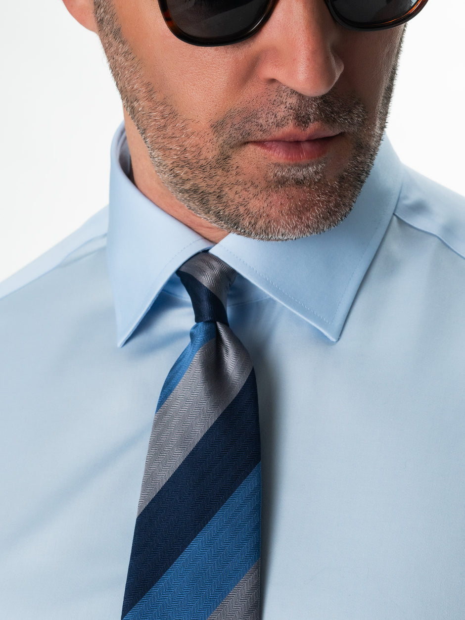 Camasa Barbati Albastru Bleu Bumbac Italian Monti Stretch No Iron BMan0001 (2)
