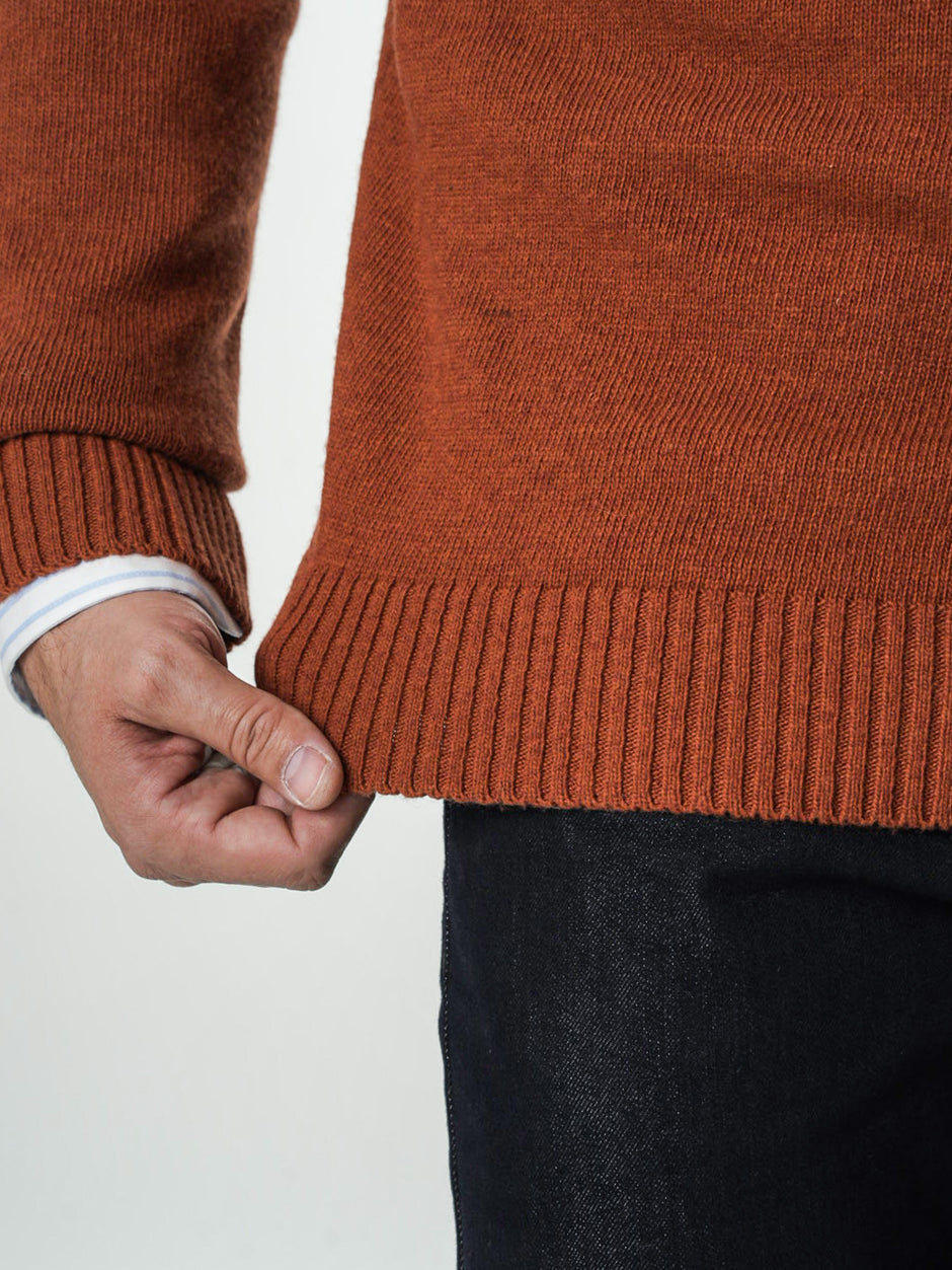 Pulover Caramiziu Barbati 100% Lana Lambswool Cu Fermoar BMan0027 (5)