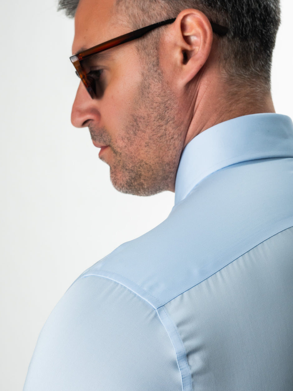 Camasa Barbati Albastru Bleu Bumbac Italian Monti Stretch No Iron BMan0001 (6)