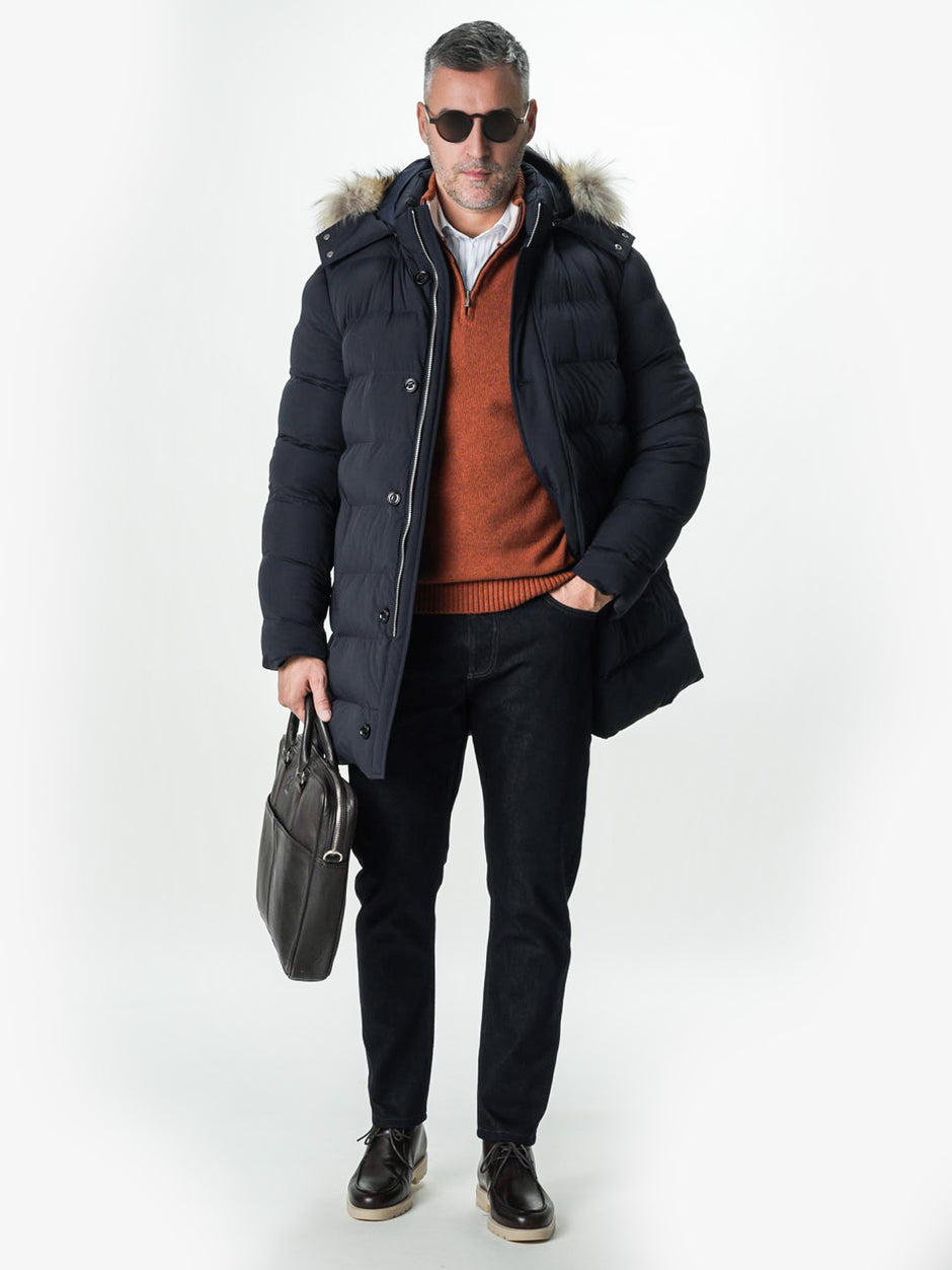 Pulover Caramiziu Barbati 100% Lana Lambswool Cu Fermoar BMan0027 (2)