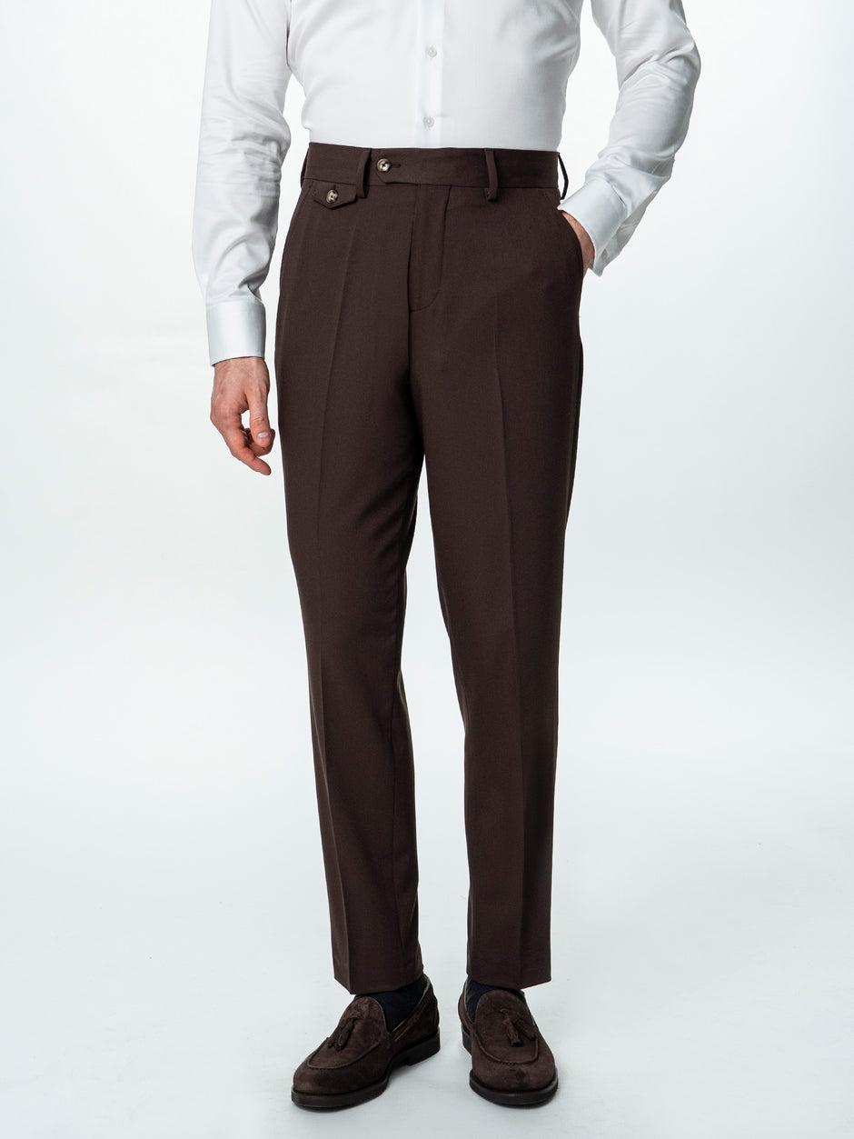 Pantaloni Barbati Cafenii Cu Talie Inalta Din Lana BMan0002 (5)