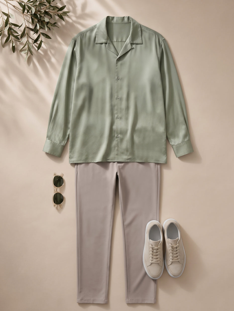 Tinuta Barbati Completa Casual de Vara Olive Bman1122 (1)