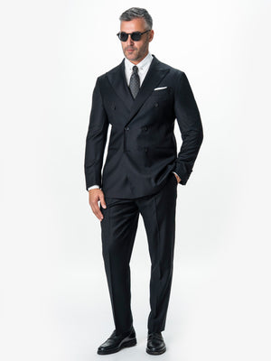 Costum Elegant Barbati Negru Doua Randuri Lana Vitale Barberis Bman0005