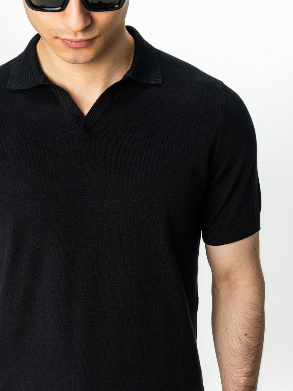 Tricou Barbati Polo Modern Negru De Vara Bumbac Natural BMan286 (6)