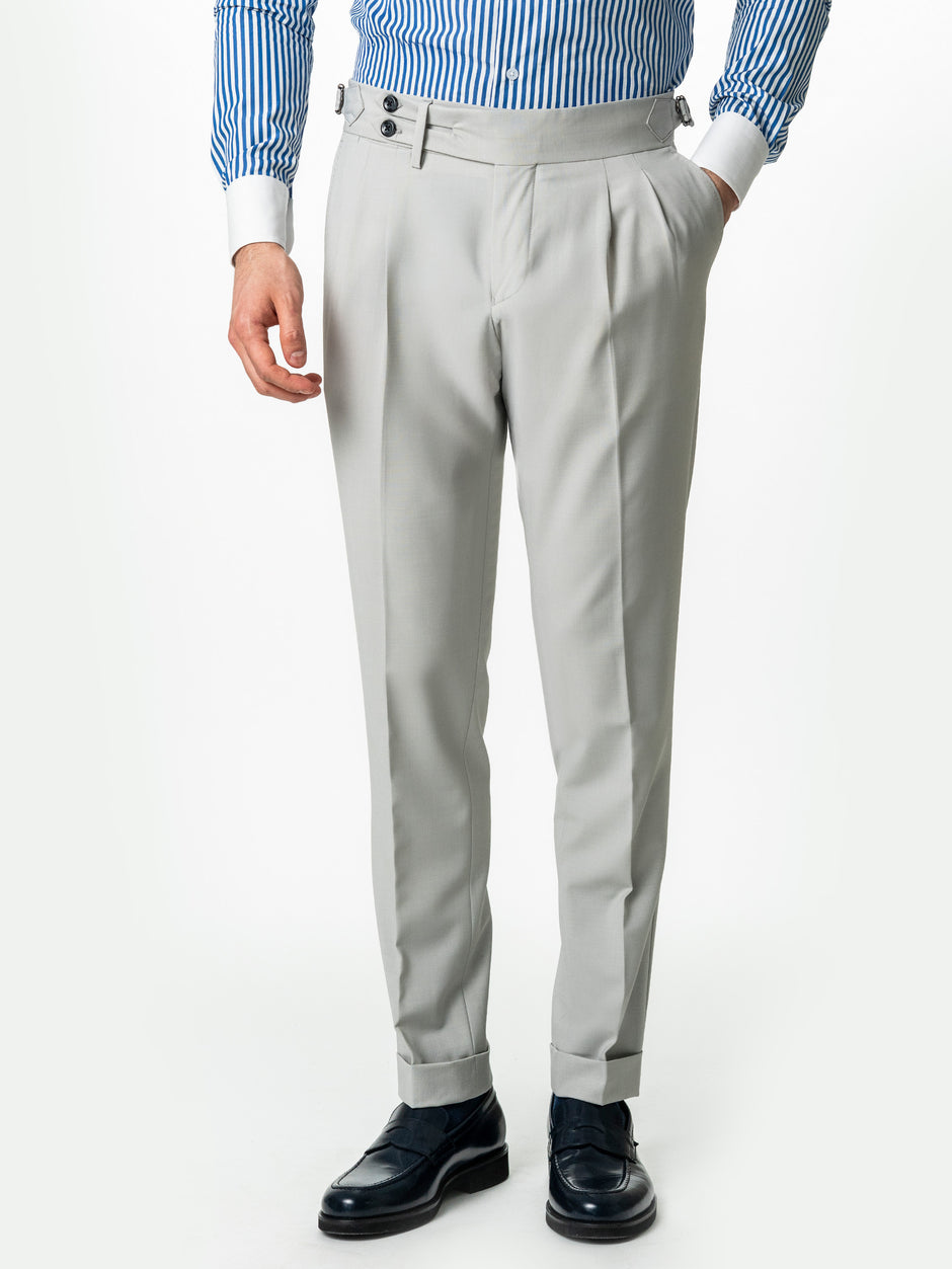 Pantaloni Cu Pense Barbati Gri Gurkha Din Stofa Sarto BMan702 (9)