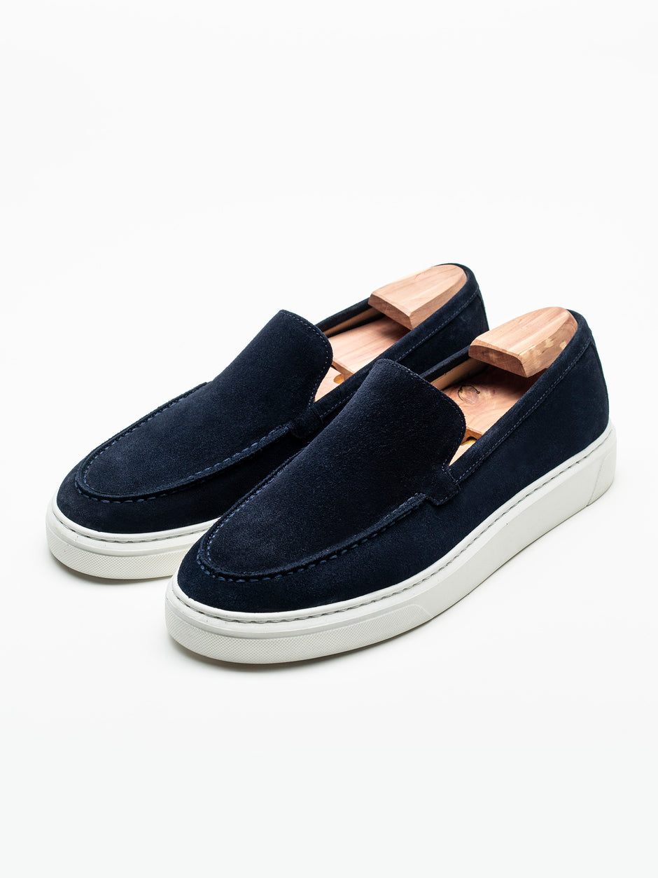Mocasini Smart Casual Barbati Bleumarin Din Piele Intoarsa BMan223 (1)