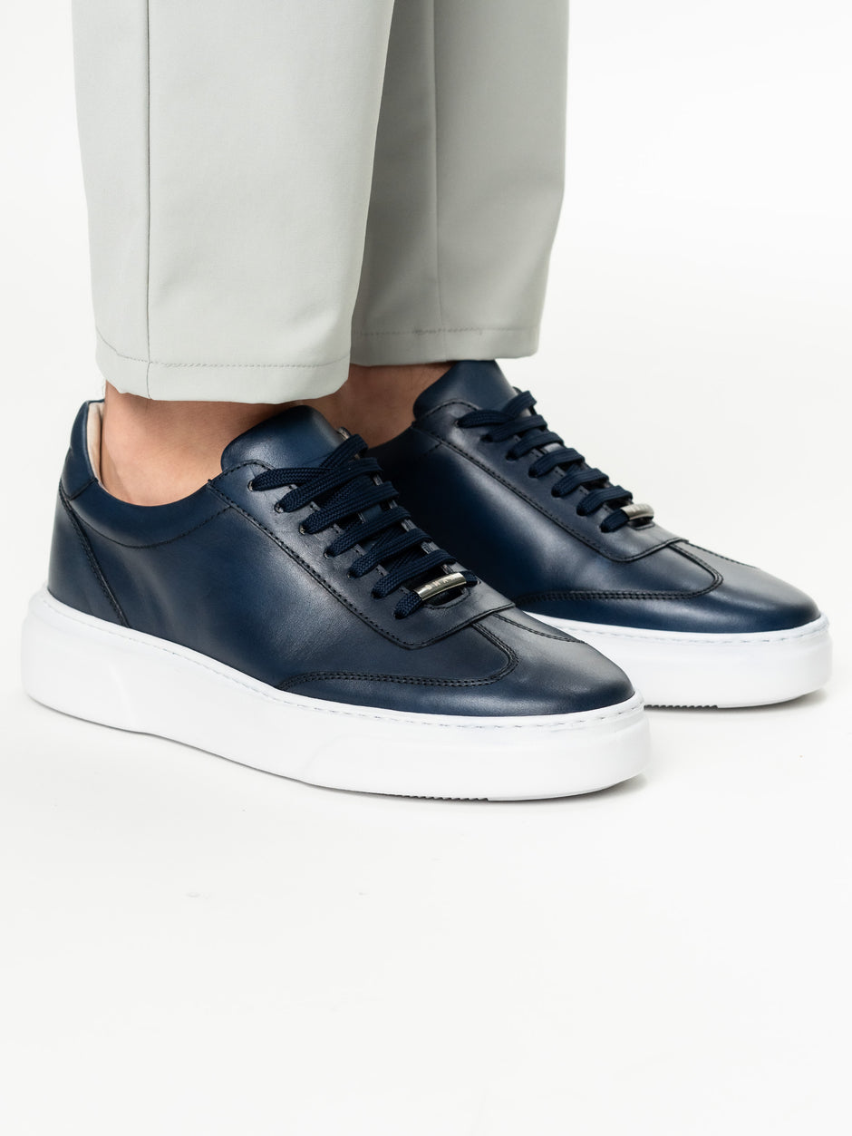 Pantofi Casual Barbati Albastri Tip Sneakers 100% Piele Naturala BMan0349 (8)