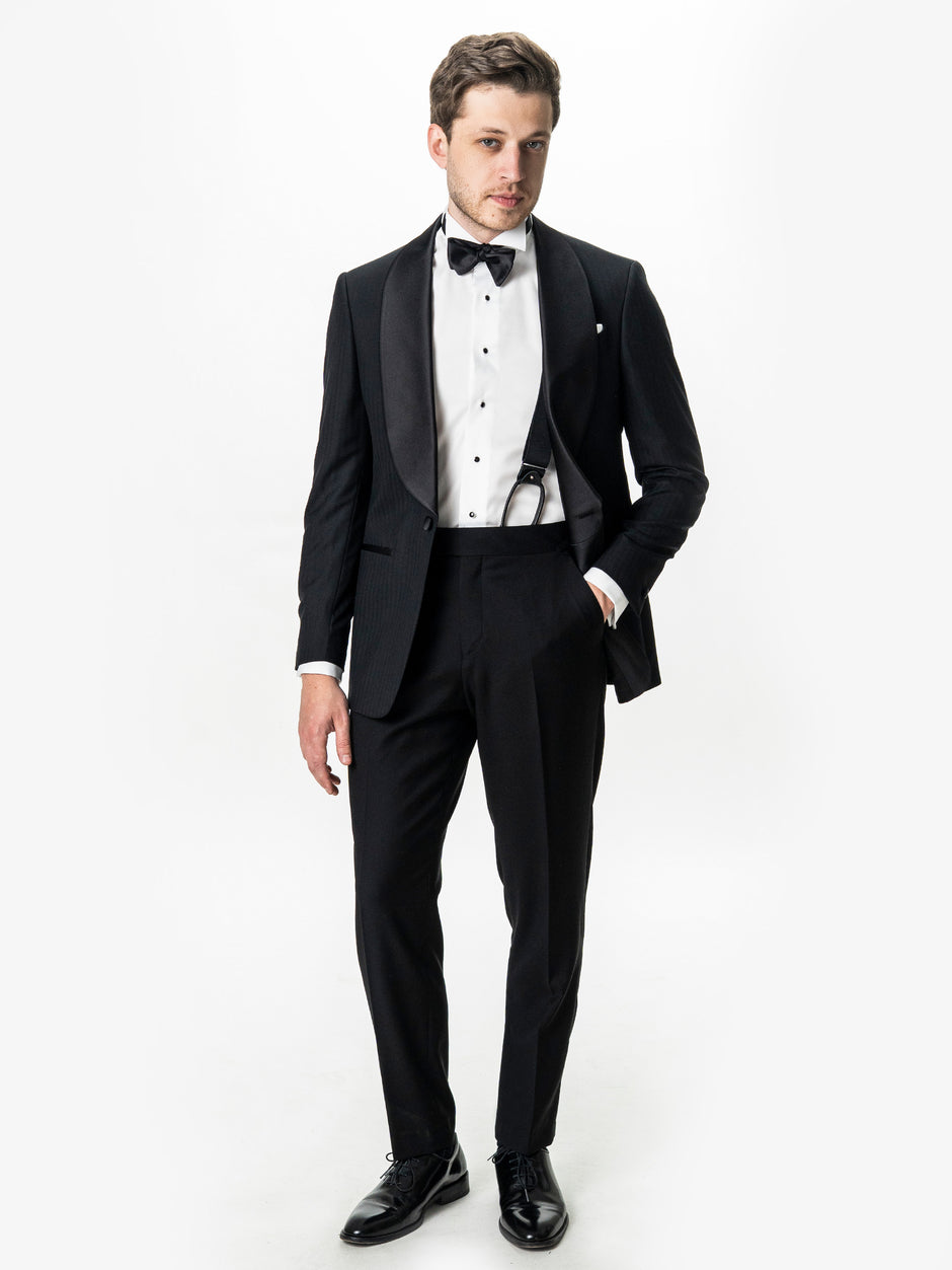 Costum Barbati de Ceremonie Negru Lana Loro Piana Super150's BMan350 (6)
