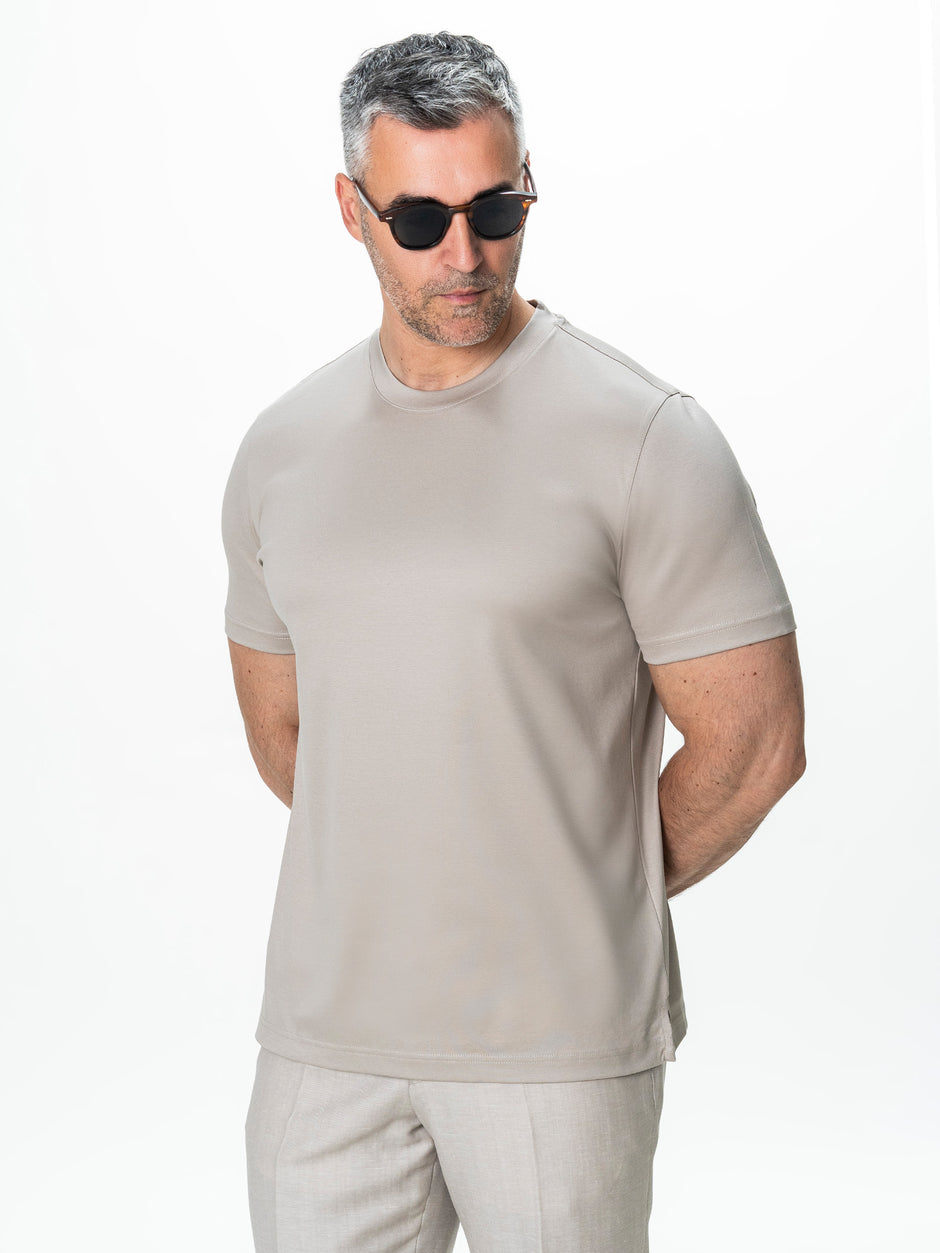 Tricou Bej 100% Bumbac Egiptean Dublu Mercerizat BMan279 (4)