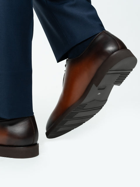 Pantofi Eleganti Oxford Barbati Maro Tobacco 100% Piele Naturala Cu Talpa Spuma BMan0330 (5)