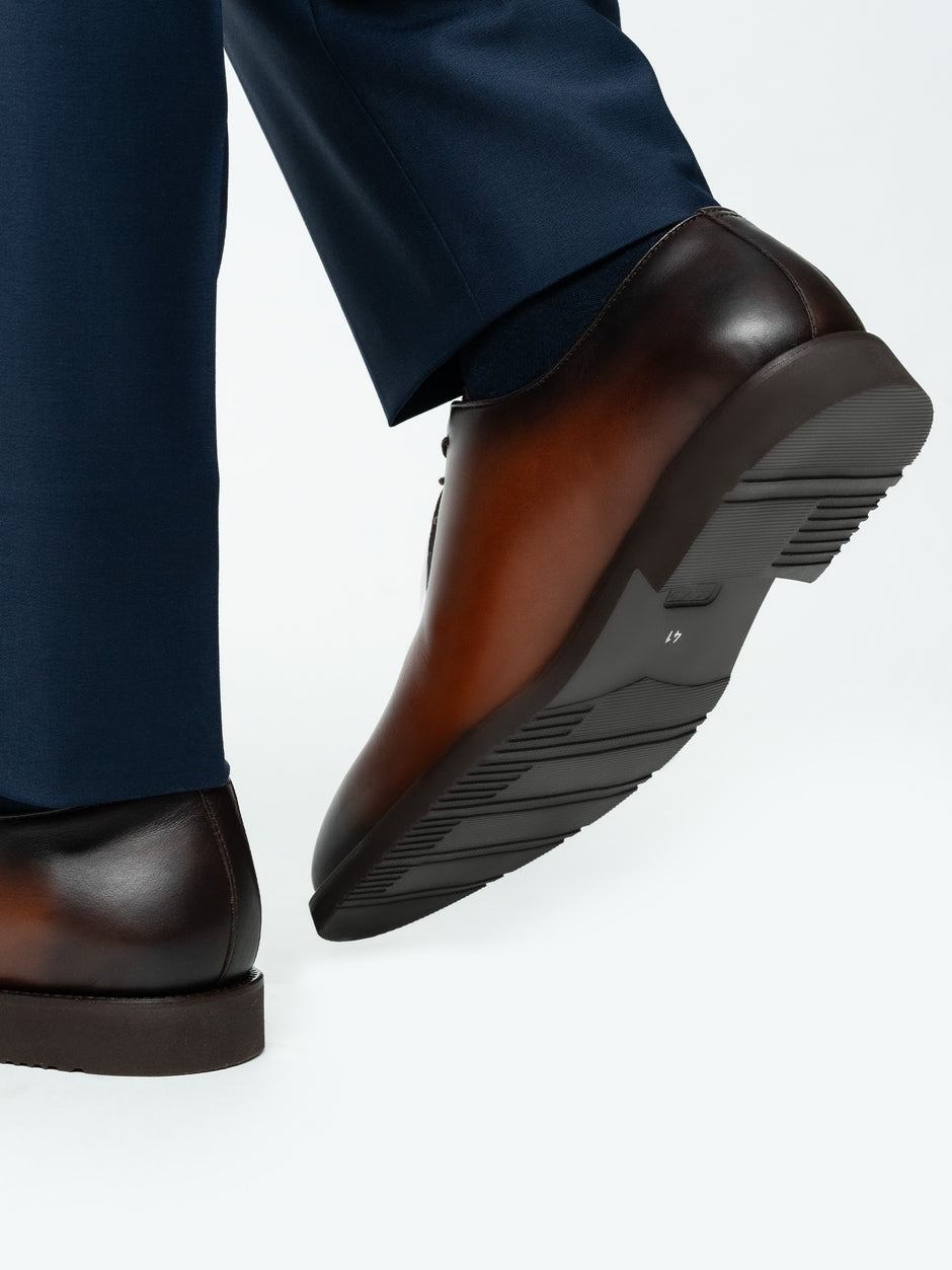 Pantofi Eleganti Oxford Barbati Maro Tobacco 100% Piele Naturala Cu Talpa Spuma BMan0330 (5)