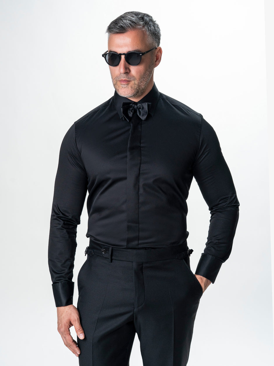 Tinuta Mire Ceremonie & Gala Negru Double Breasted 100% Lana Vitale Barberis Bman1042 (6)