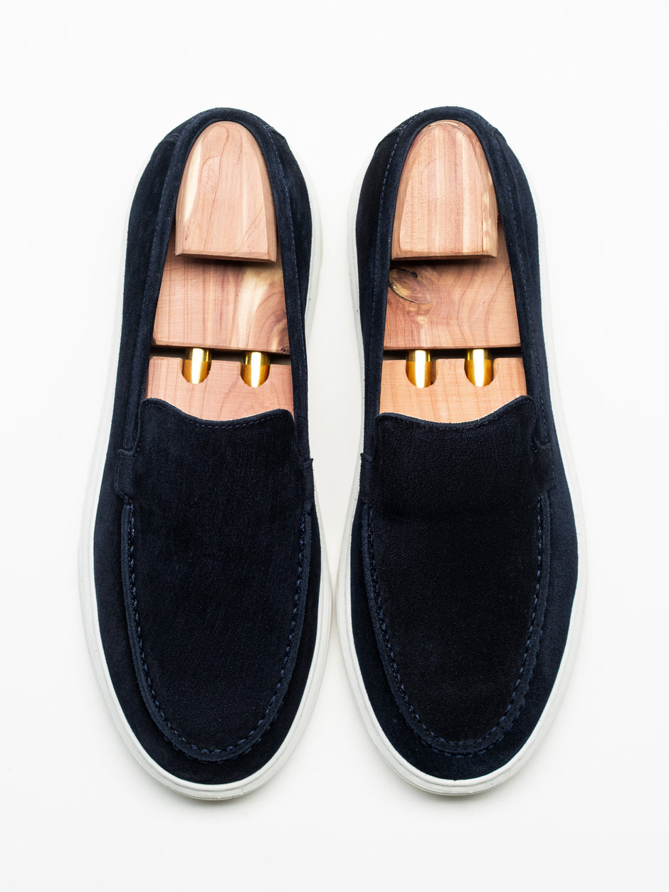 Mocasini Smart Casual Barbati Bleumarin Din Piele Intoarsa BMan223 (4)
