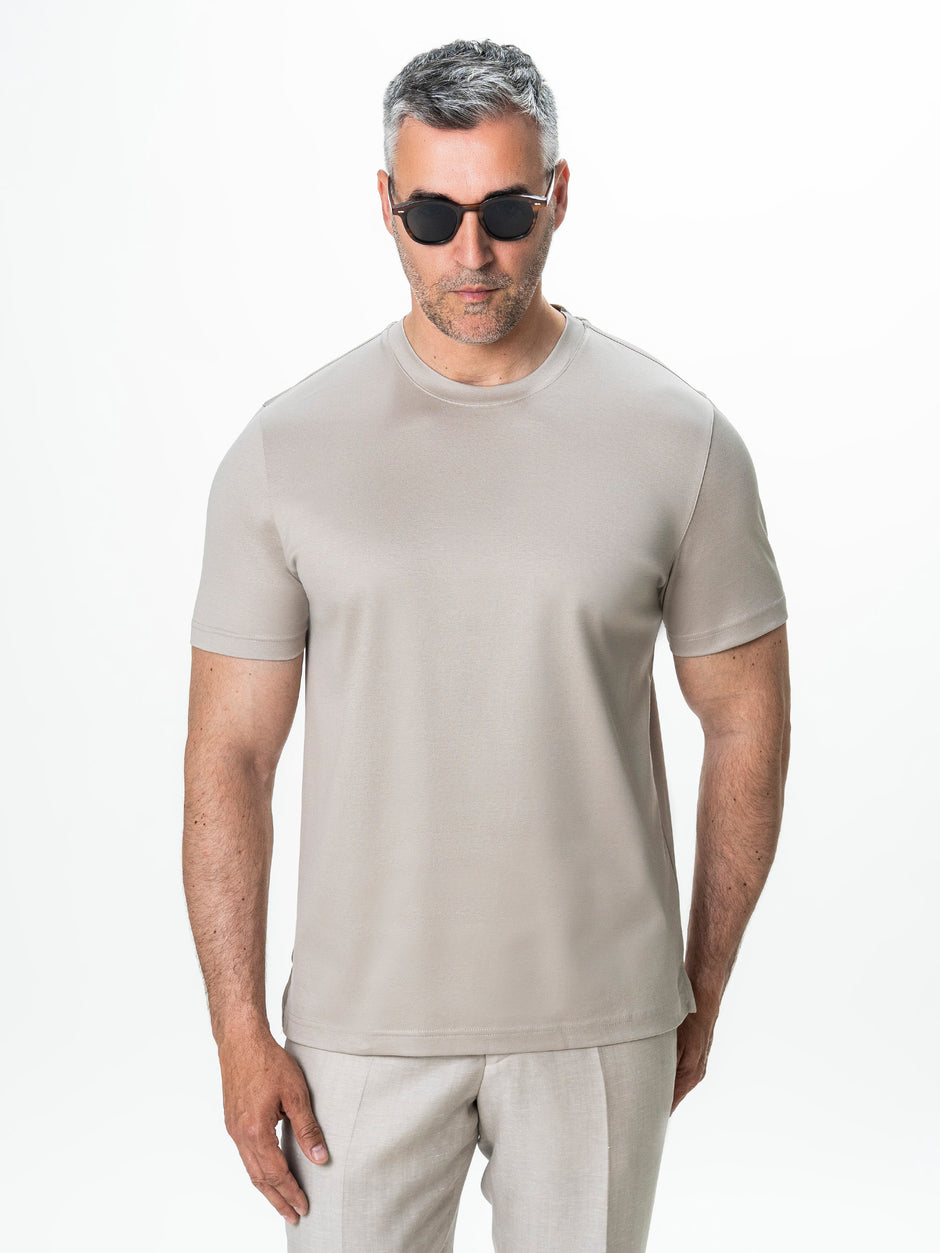 Tricou Bej 100% Bumbac Egiptean Dublu Mercerizat BMan279 (1)