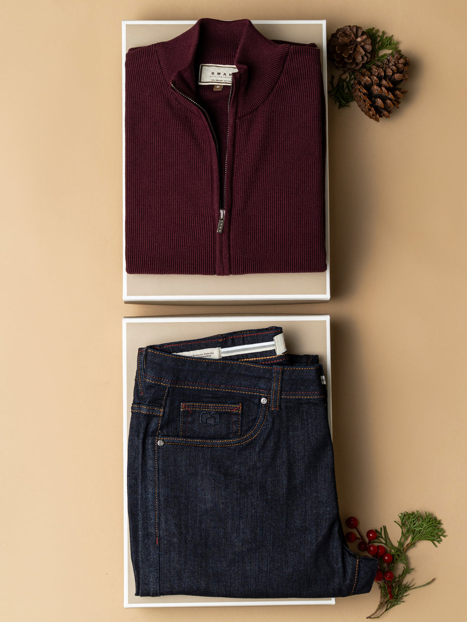 Pachet Cadou Barbati Pulover Cu Fermoar Si Blugi Bman0077 (1)