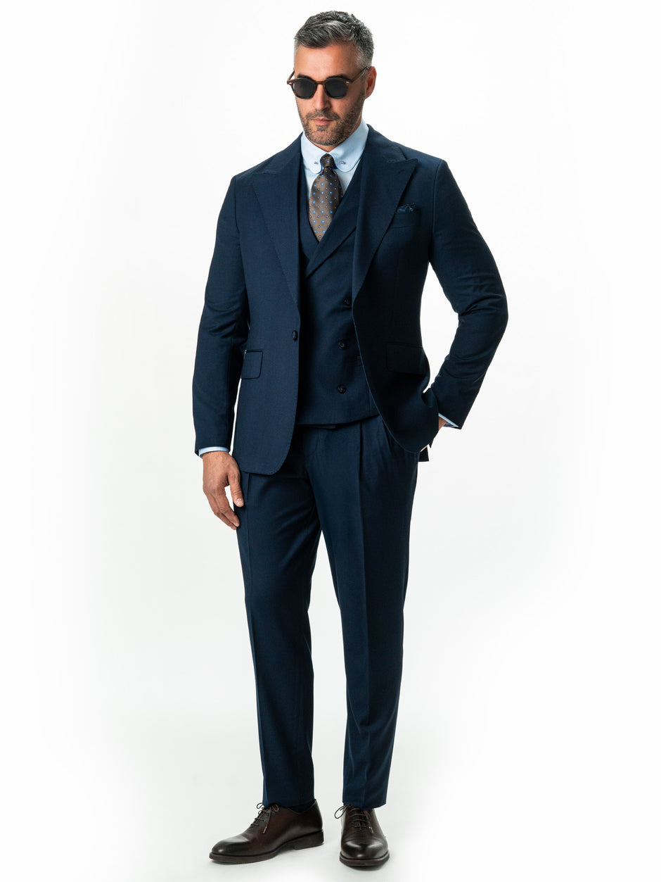 Costum Elegant Barbati Bleumarin In 3 Piese Lana Sarto BMan0056 (1)