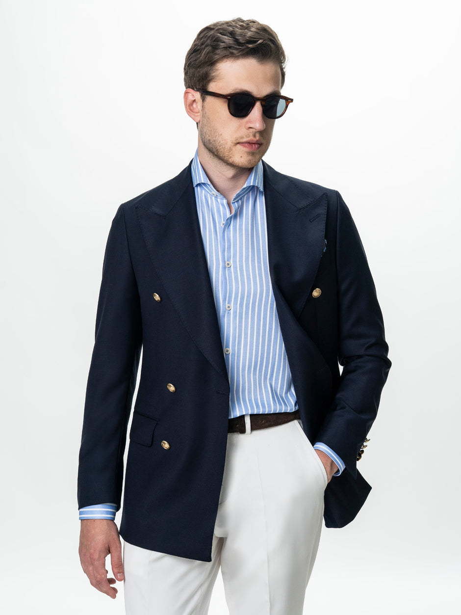 Sacou Barbati Bleumarin La Doua Randuri 100% Lana BMan0131 (3)