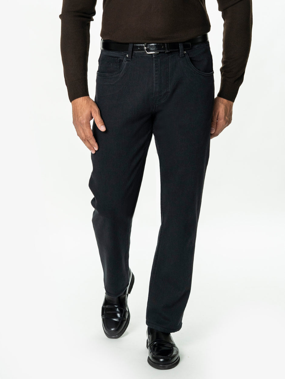 Blugi Barbati Negri Denim T400 Relaxed Fit BMan0011 (5)