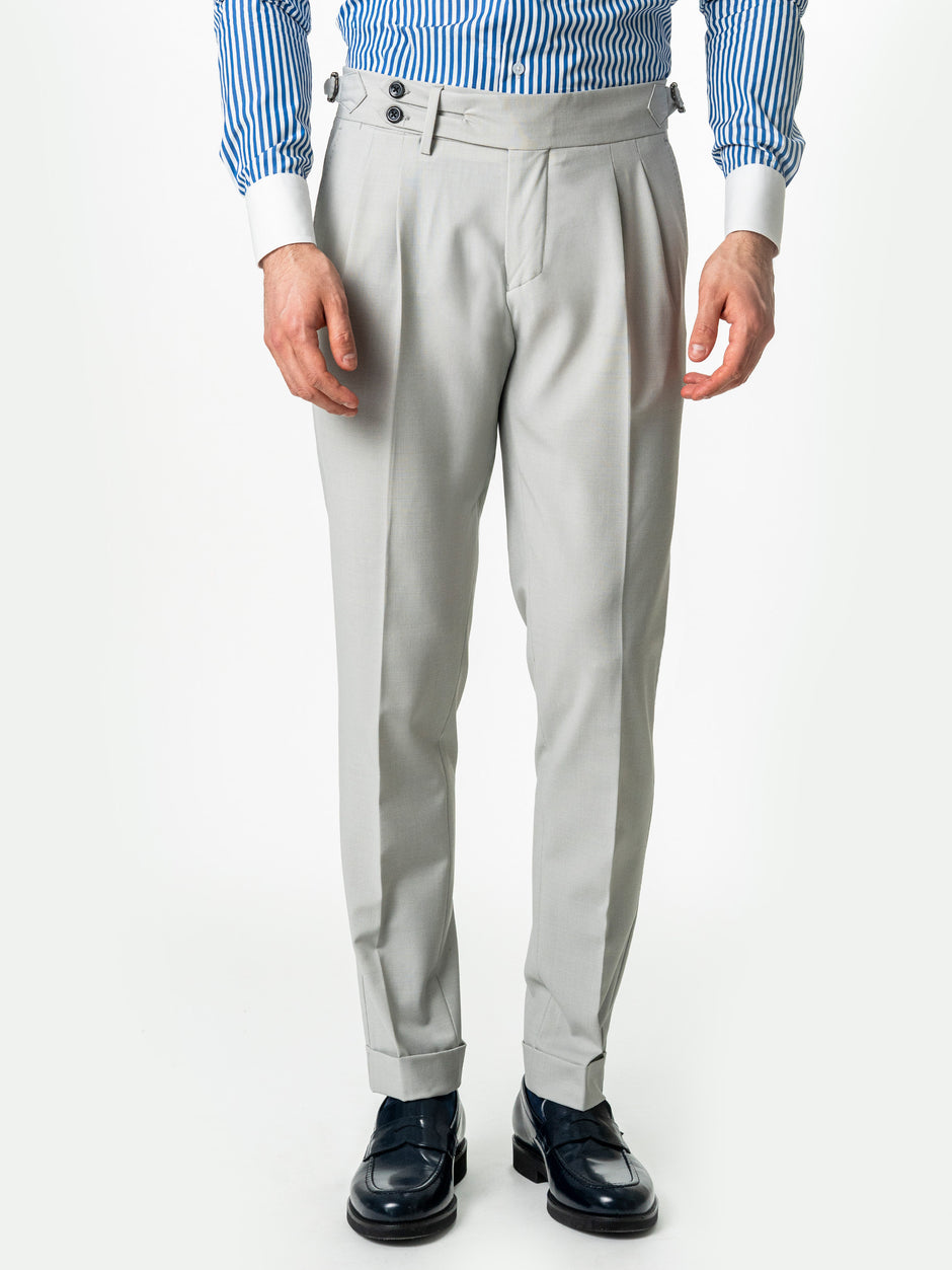 Pantaloni Cu Pense Barbati Gri Gurkha Din Stofa Sarto BMan702 (1)