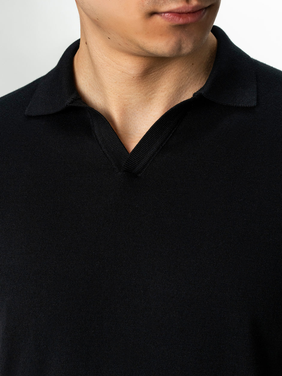 Tricou Barbati Polo Modern Negru De Vara Bumbac Natural BMan286 (3)
