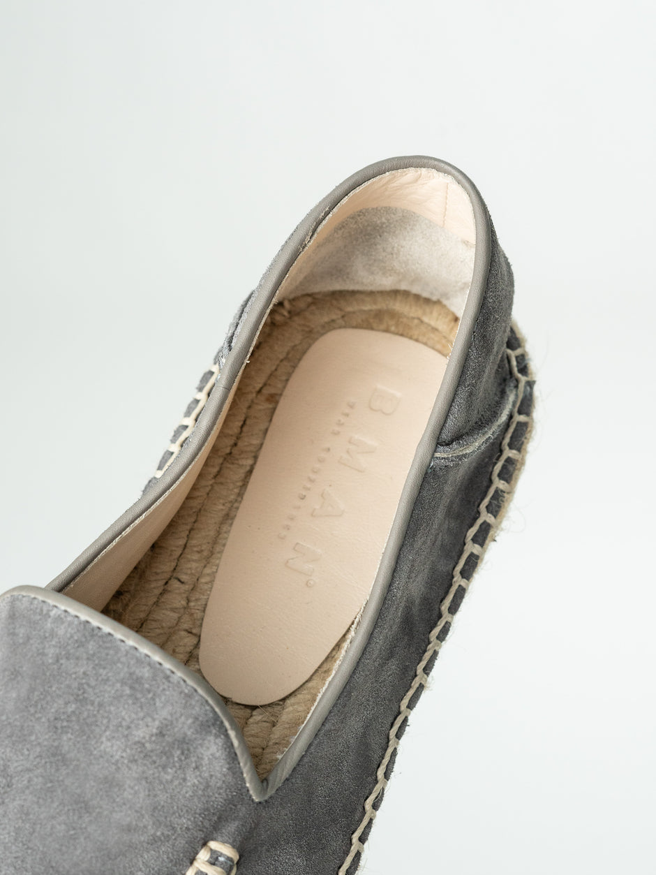 Espadrile De Vara Barbati Gri Antracit Din Piele Naturala Cusute Manua Mocasini BMan219 (7)