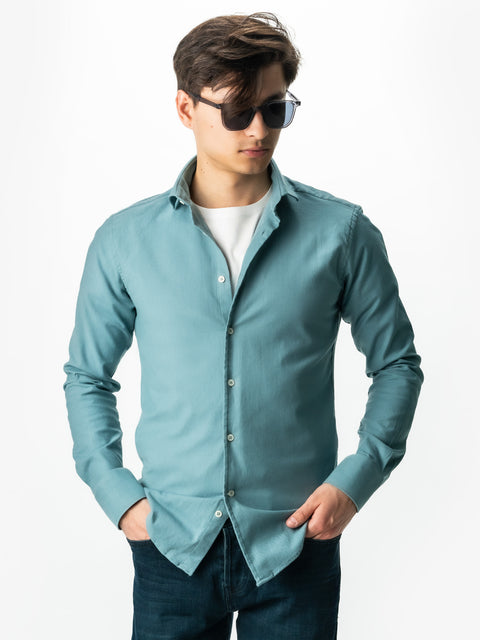 Camasa Bărbați Casual & Weekend Albastru Denim Din Bumbac Natural Tip Flanel BMan0037 (5)
