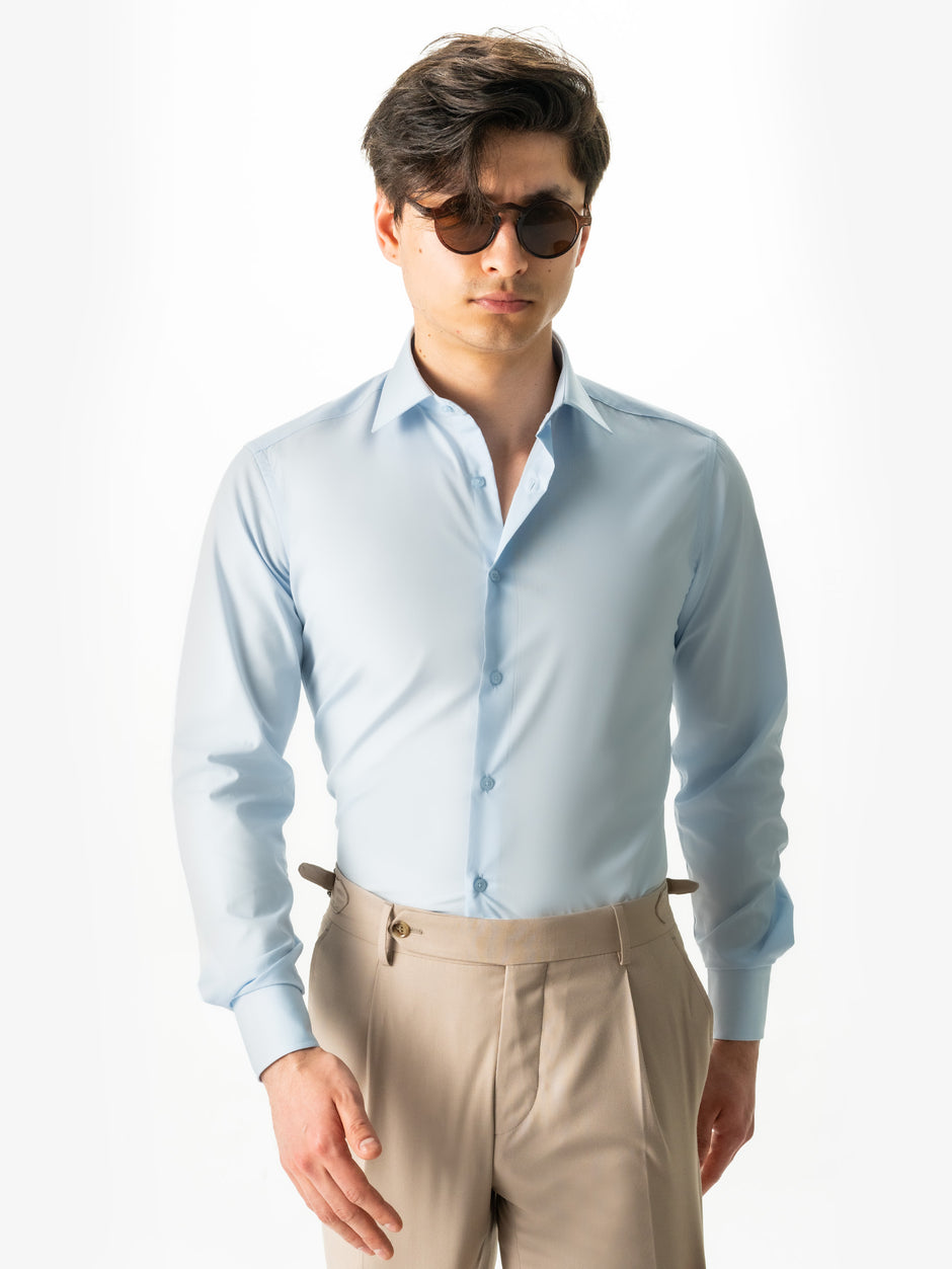 Camasa Barbati Albastru Bleu Elegantă Din Bumbac Comfort Fit Luton BMan0014 (1)