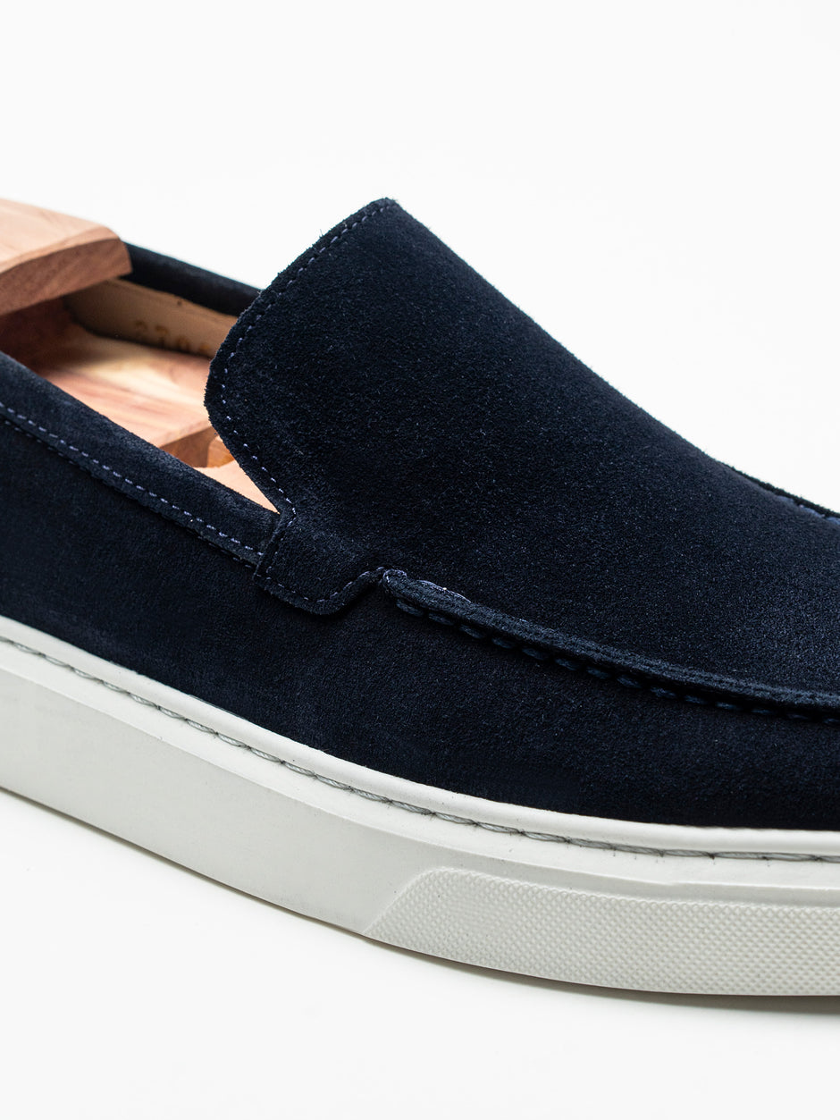Mocasini Smart Casual Barbati Bleumarin Din Piele Intoarsa BMan223 (6)