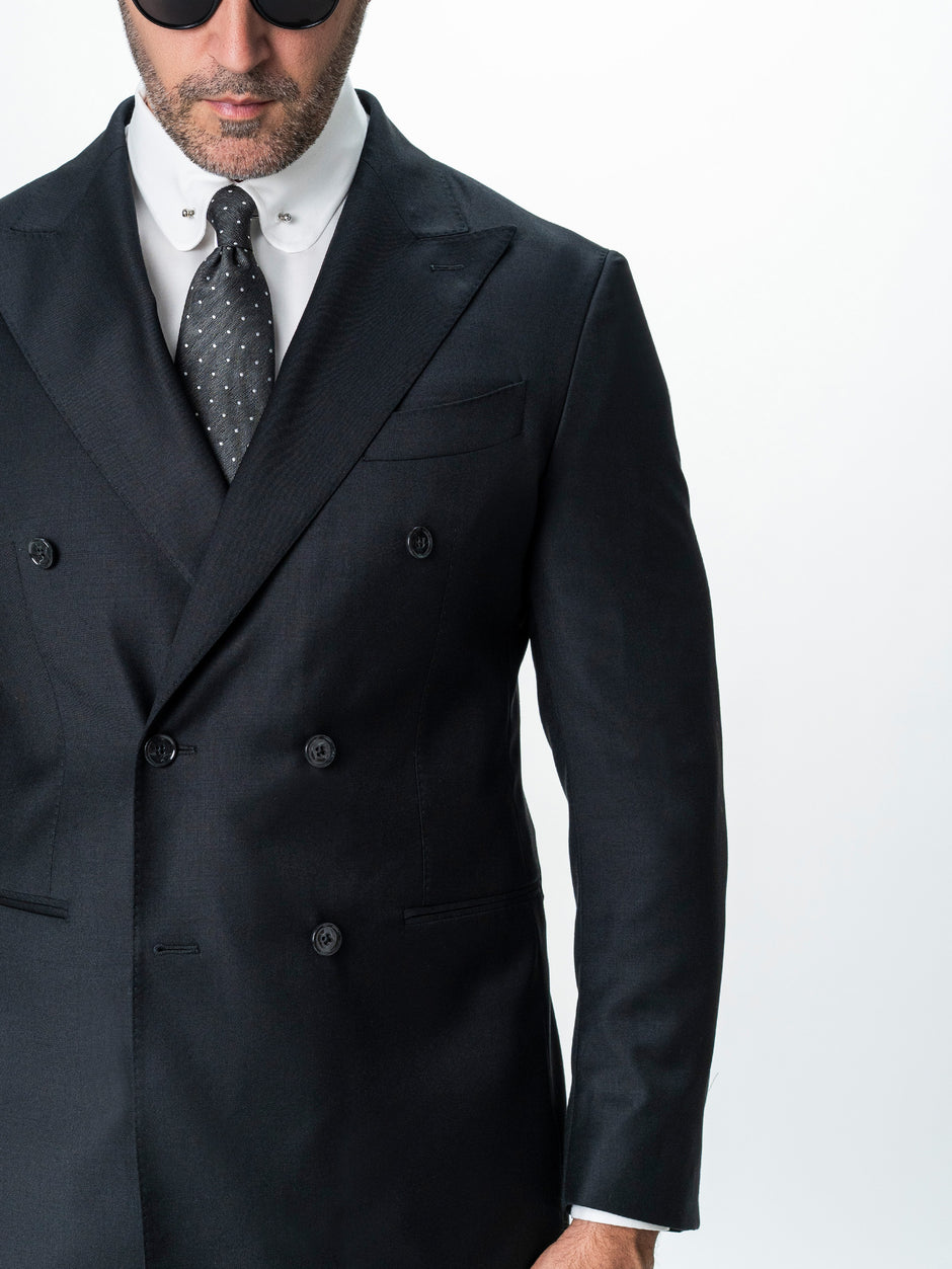 Costum Elegant Barbati Negru Doua Randuri Lana Vitale Barberis Bman0005 (4)