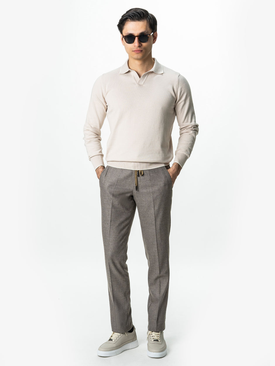 Pulover Polo Barbati Crem Din Bumbac Natural BMan0031 (5)