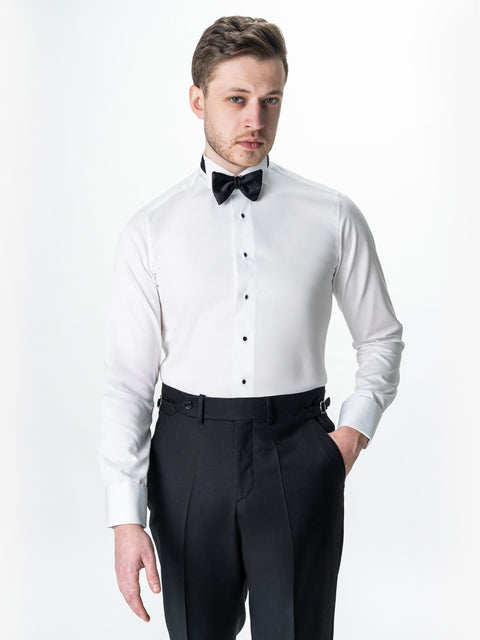 Camasa Alba Ceremonie Barbati Bumbac Guler Randunica BMan0007