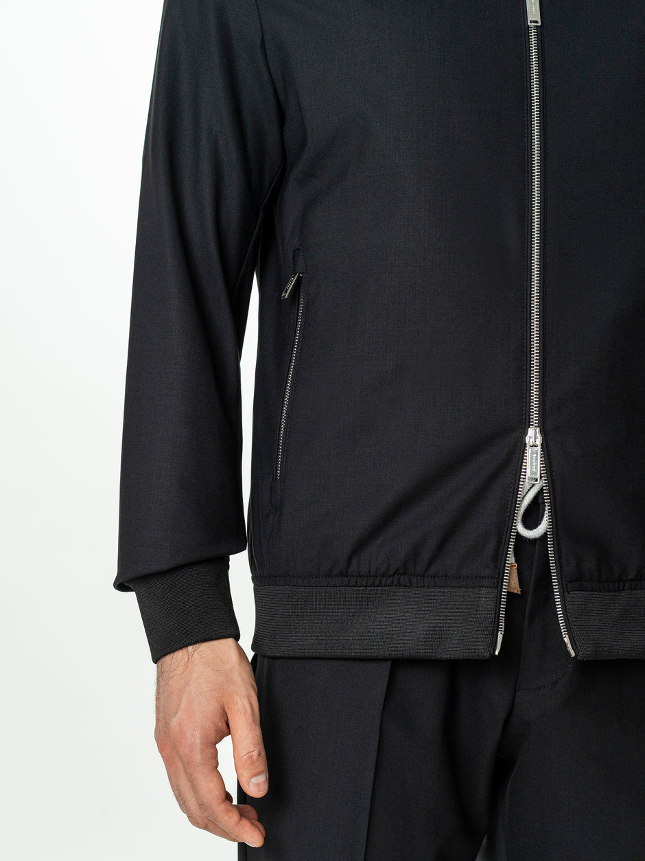 Tracksuit Premium Barbati Negru din Lana cu Gluga Ascunsa BMan0004 (8)
