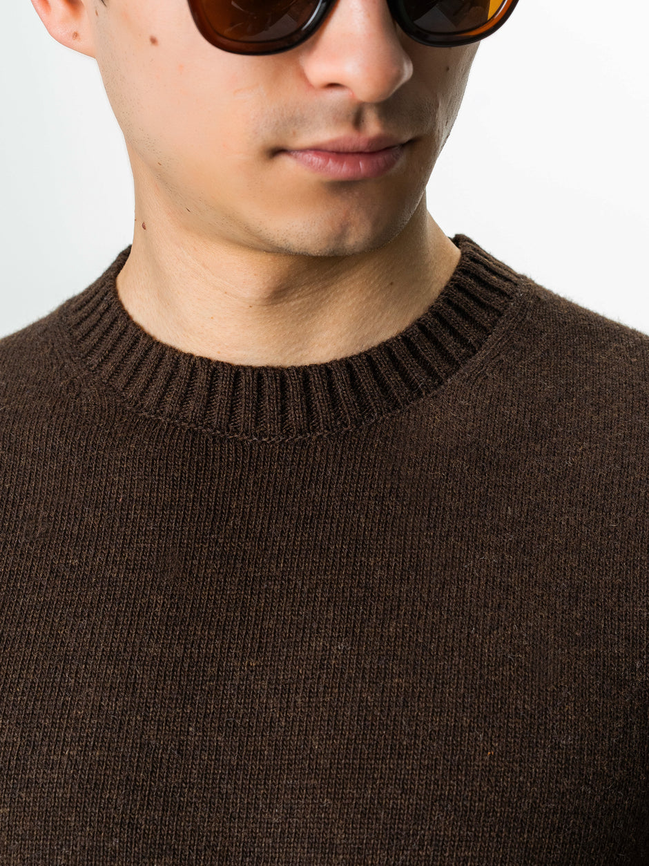 Pulover Barbati Cafeniu Toamna Iarna Din 100% Lana Lambswool BMan0032 (3)