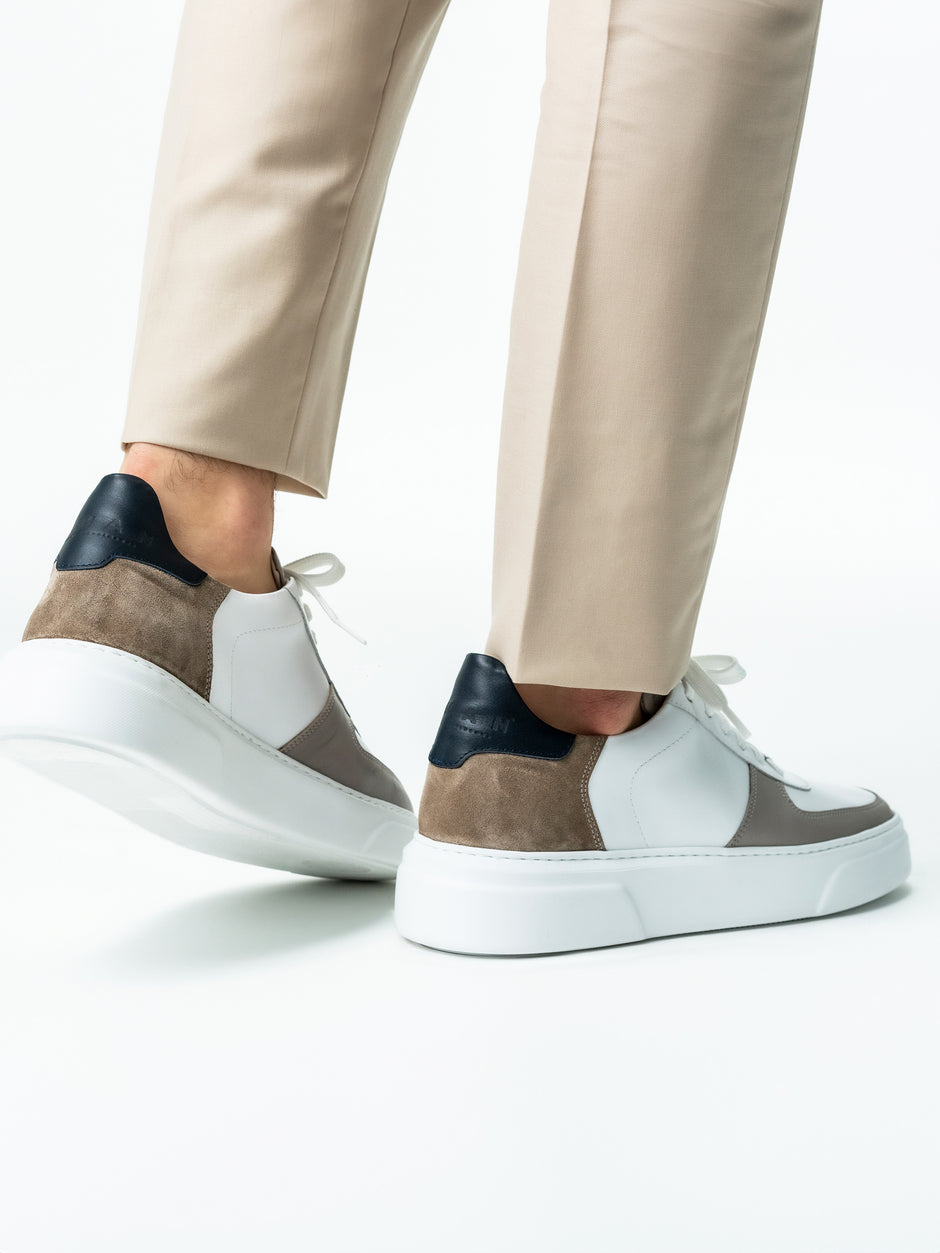 Pantofi Casual Barbati Snearkers Albi Din Piele Naturala BMan0386 (9)