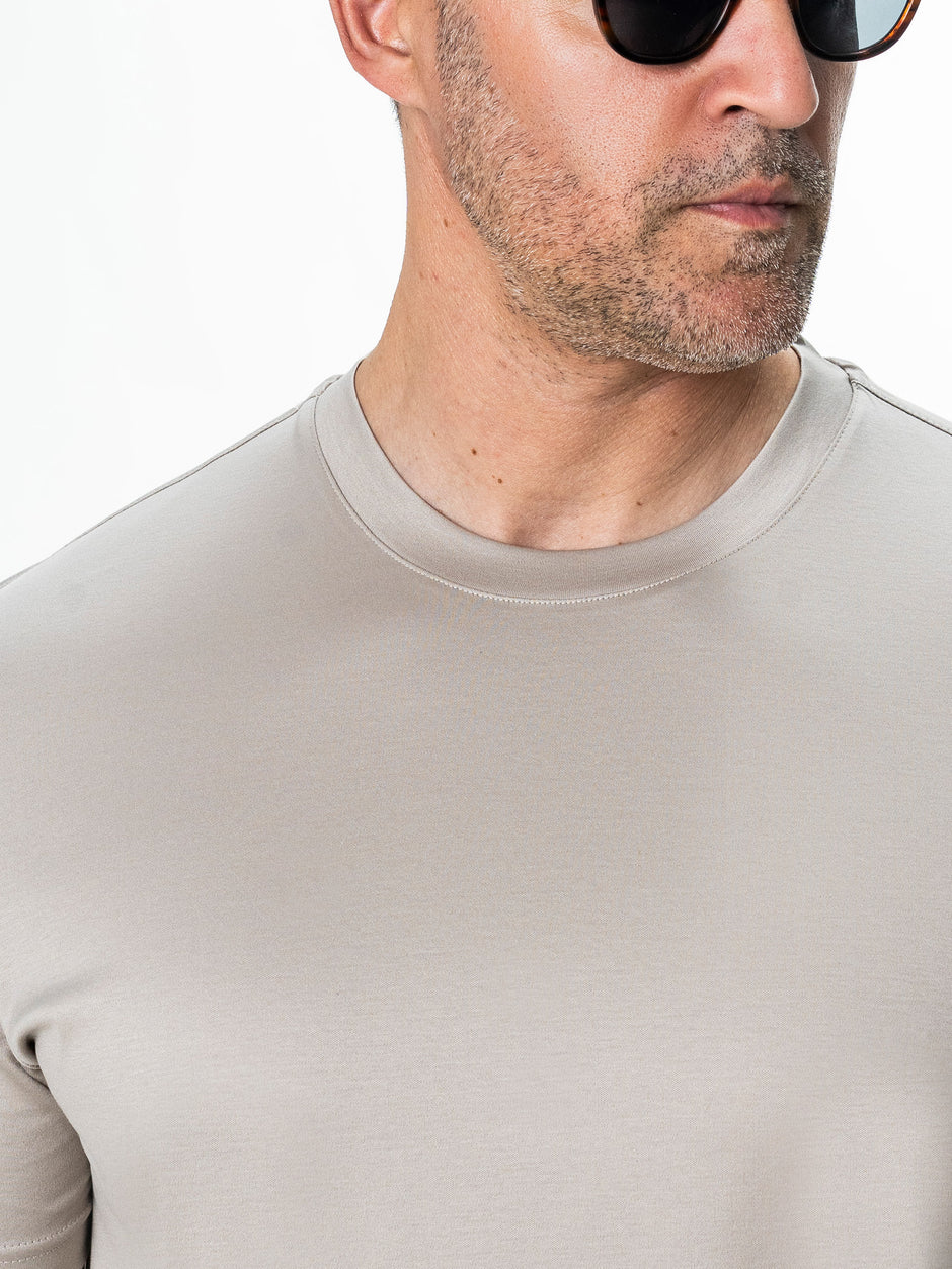 Tricou Bej 100% Bumbac Egiptean Dublu Mercerizat BMan279 (3)
