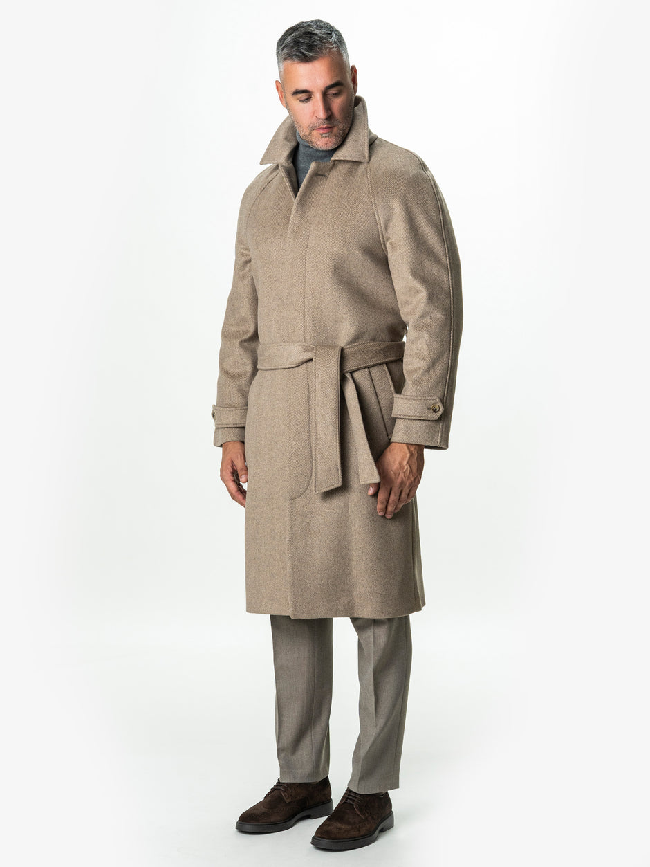 Palton Barbati Iarna Crem 100% Lana Twill BMan0006 (5)