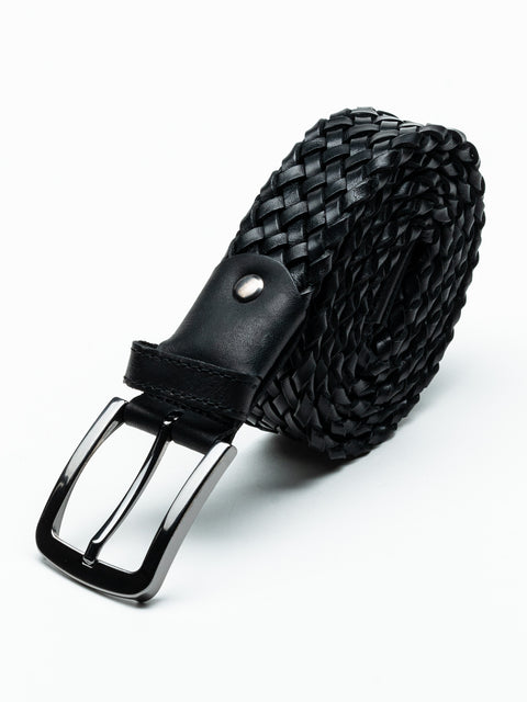 Curea Barbati Neagra Impletita Cu Ambele Fete Din 100% Piele Naturala De Vitel BMan113 (6)