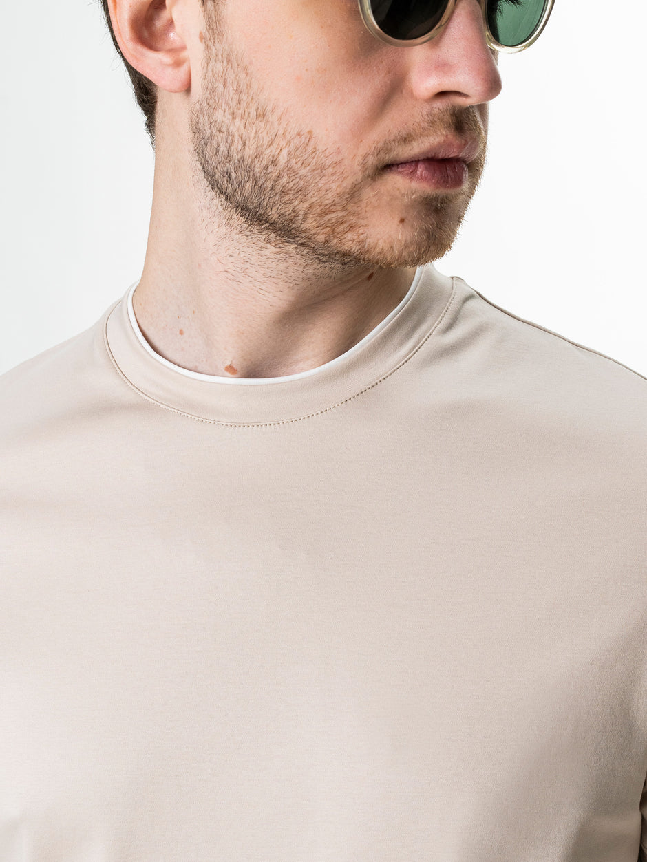 Tricou Barbati Crem Din Bumbac Egiptean Bman271 (3)